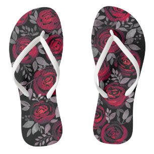 Tongs Aquarelle rose rouge, aquarelle