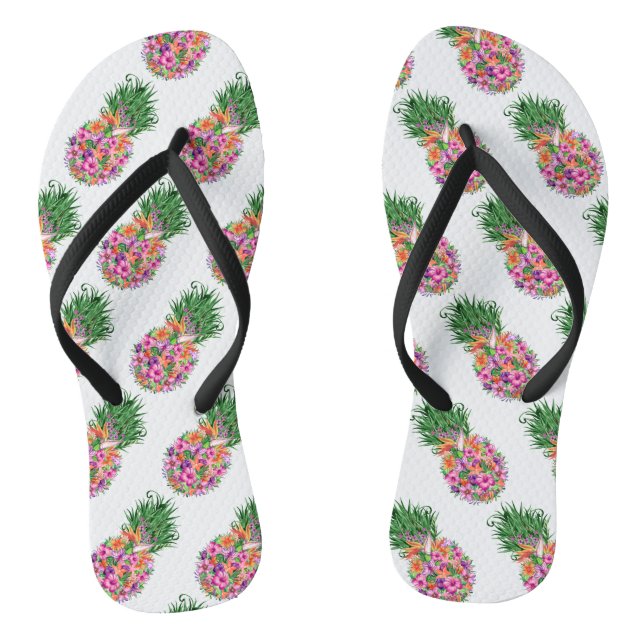 Tongs Aquarelle tropicale d'ananas (Semelle)