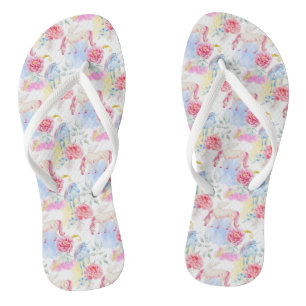 Tongs Aquarelle Unicorn et Motif Pegasus