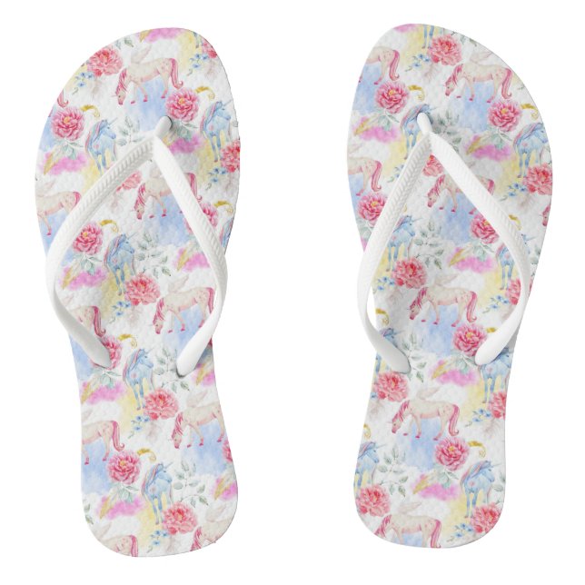 Tongs Aquarelle Unicorn et Motif Pegasus (Semelle)