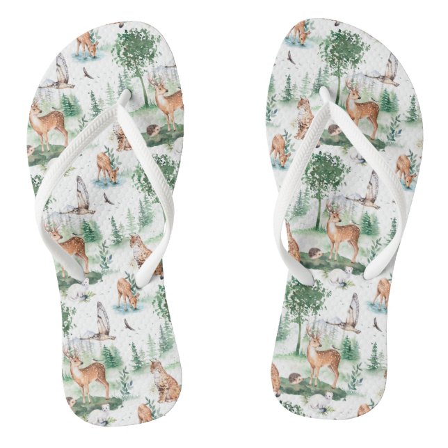 Tongs Aquarelle Woodland Baby Motif animal (Semelle)