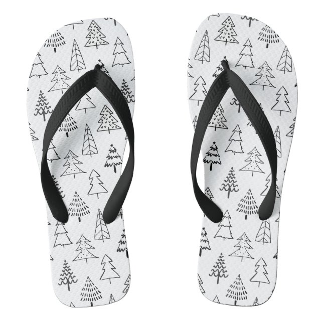 Tongs Arbres de Noël Motif noir et blanc (Semelle)