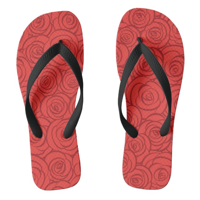 Tongs Arrière - plan abstrait de roses rouges (Semelle)