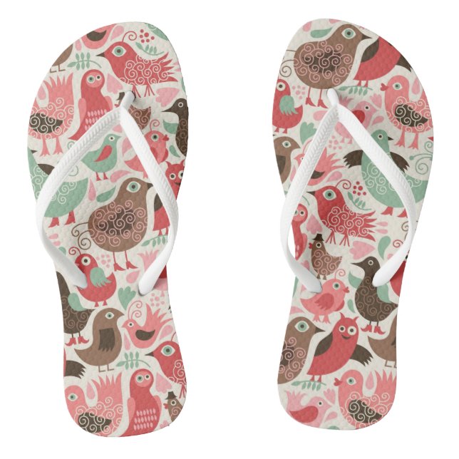 Tongs arrière - plan aux oiseaux mignons (Semelle)