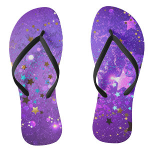 Tongs Arrière - plan de feuille violet avec étoiles