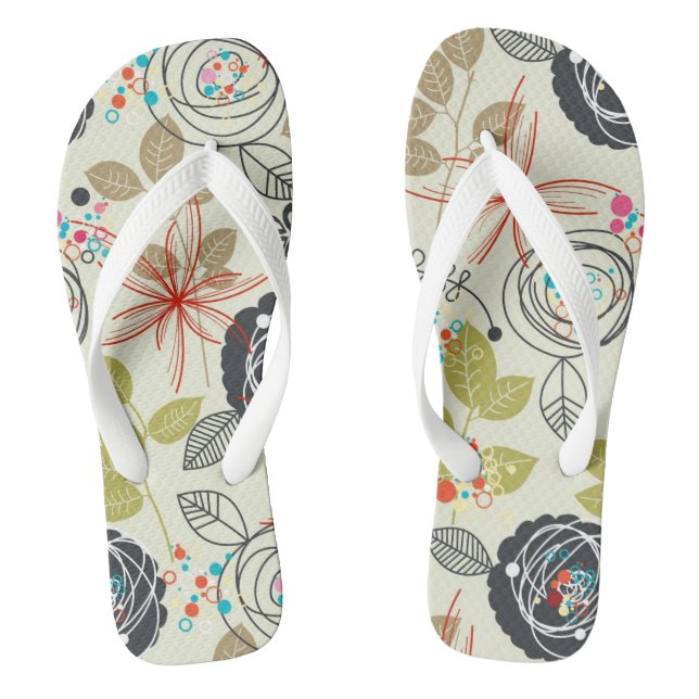 Tongs arrière - plan floral (Semelle)