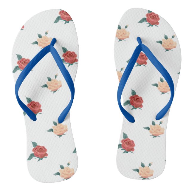 Tongs Arrière-plan floral de roses (Semelle)