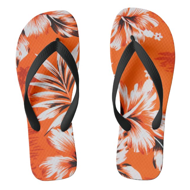 Tongs Arrière - plan hawaïen de fleur de ketmie (Semelle)