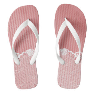 Tongs Arrière - plan rose et blanc avec la dentelle