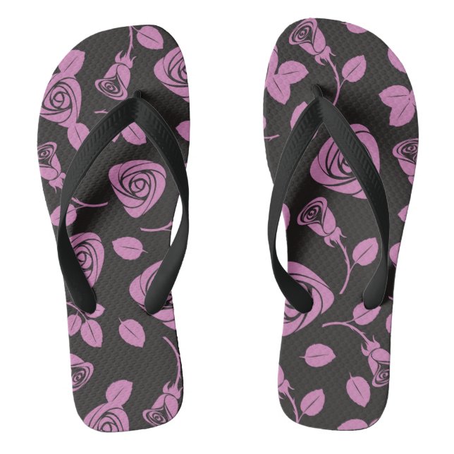 Tongs Arrière - plan Rose floral (Semelle)