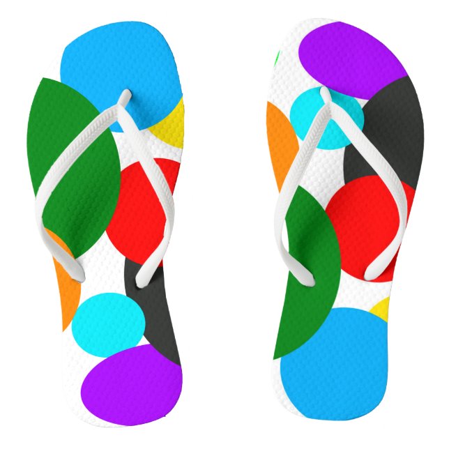 Tongs Art Abstrait Turquoise Vert Bleu Blanc (Semelle)