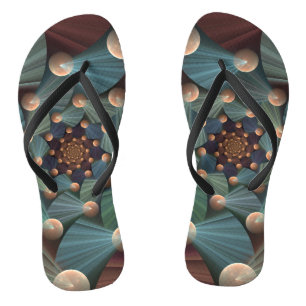 Tongs Art Fractal Abstrait Avec Profondeur Bleu Brown Ar