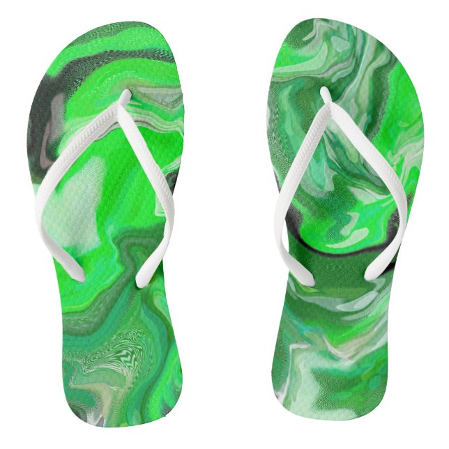 Tongs Art numérique Fluide en marbre vert et noir (Semelle)