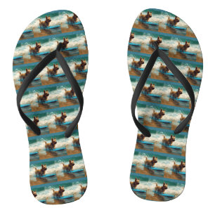 Tongs Australian Terrier Beach Surfing Paining