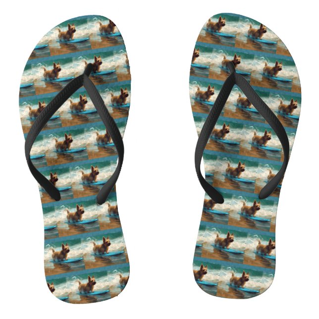 Tongs Australian Terrier Beach Surfing Paining (Semelle)