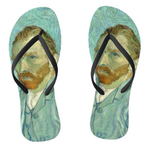 Tongs Autoportrait de Vincent Van Gogh Fond Bleu