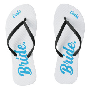 Tongs Bachelorette personnalisée Mariée ciel bleu et bla