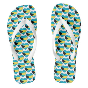 Tongs Bahamas Drapeau Couleurs Coeurs Motif Patriotique