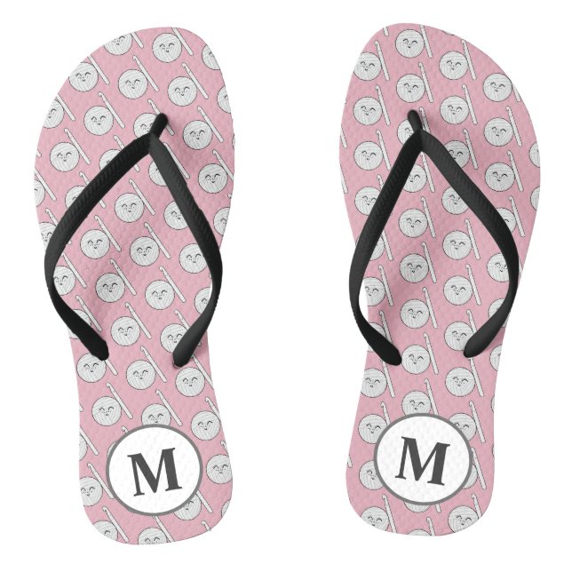 Tongs Balle en fil de dessin + Crochet Hook Monogramme A (Semelle)