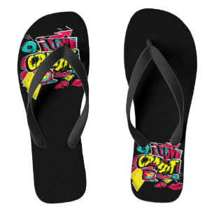 Tongs bande dessinée Abstraite graffiti gronge les lèv