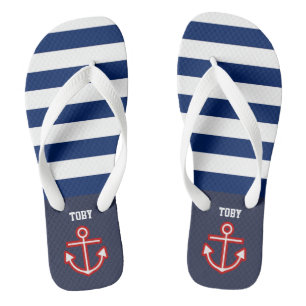 Tongs Bandes blanches de la marine marine