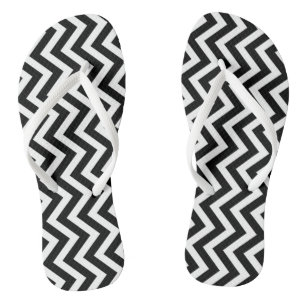 Tongs Bandes Chevron moyennes vertes noires et blanches
