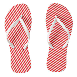 Tongs Bandes diagonales rouges et blanches