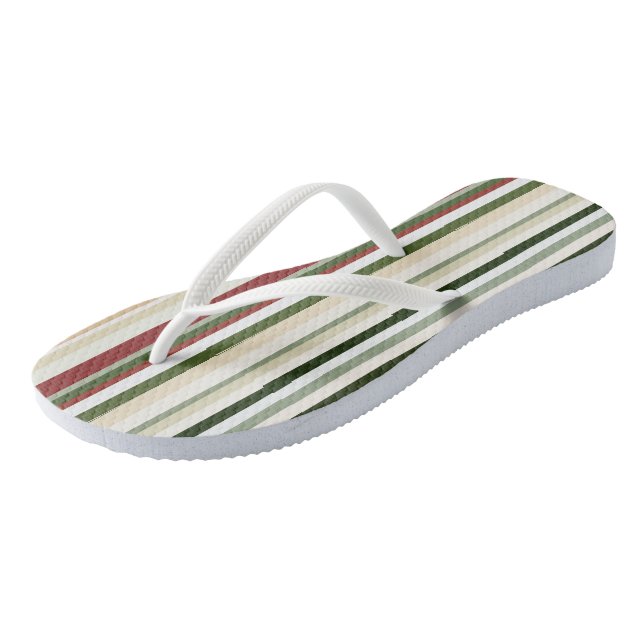 Tongs Bandes d'olivier, de vert et de rouge (Incliné)
