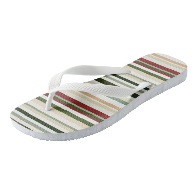 Tongs Bandes d'olivier, de vert et de rouge (Incliné)