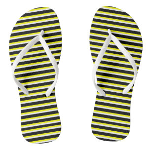Tongs Bandes jaunes, noires et blanches
