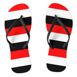 Tongs Bandes noires, blanches et rouges