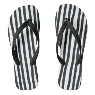 Tongs Bandes noires et blanches verticales