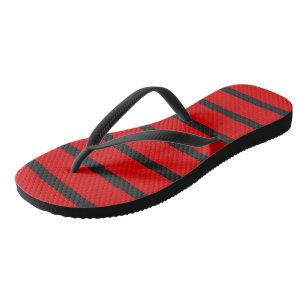 Tongs Bandes noires et rouges