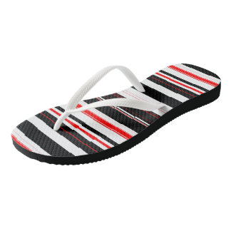 Tongs Bandes rouge noir et blanc
