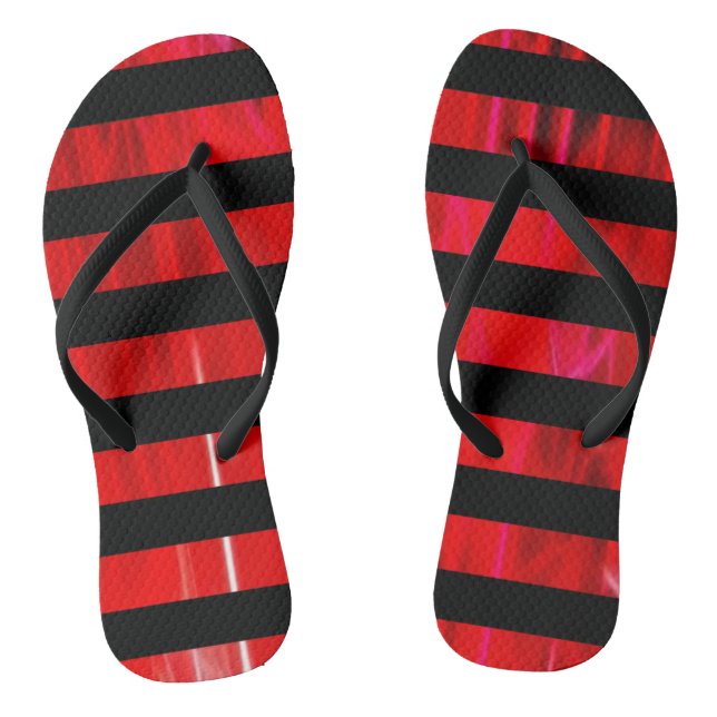 Tongs Bandes texturées rouges et noires à motifs (Semelle)