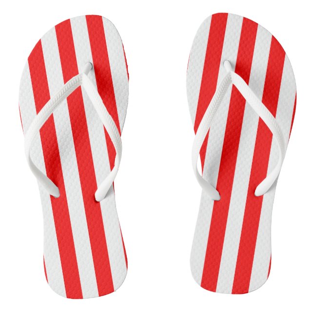 Tongs Bandes verticales de grande taille rouge et blanc (Semelle)