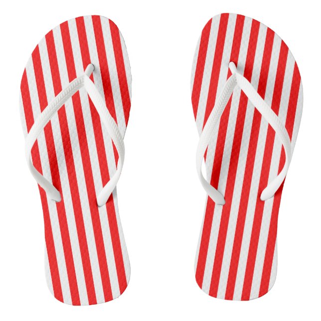 Tongs Bandes verticales de taille moyenne rouge et blanc (Semelle)