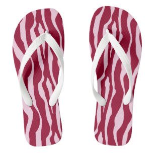 Tongs Bandes zébrées - Bourgogne et rose
