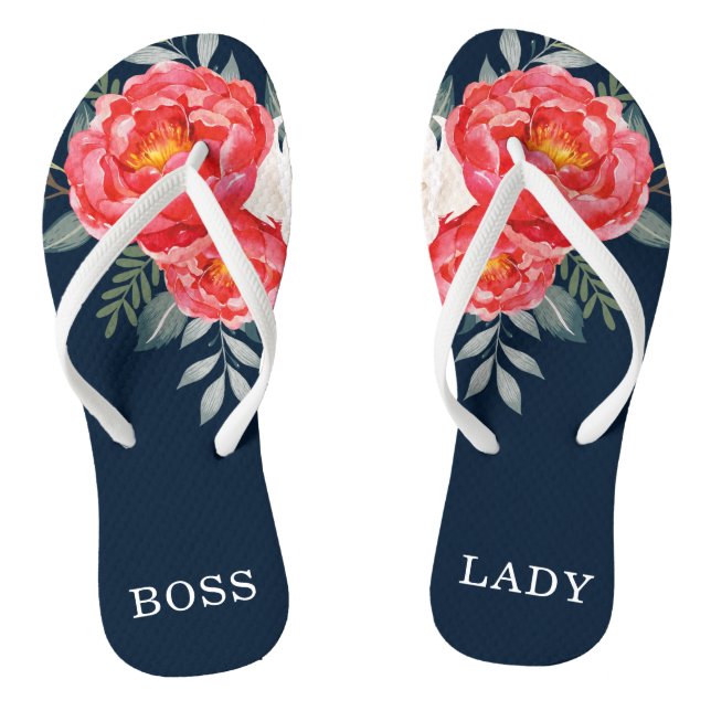 Tongs BARRIÈRE DE BOSS LADY / Pignons floraux rouges bot (Semelle)