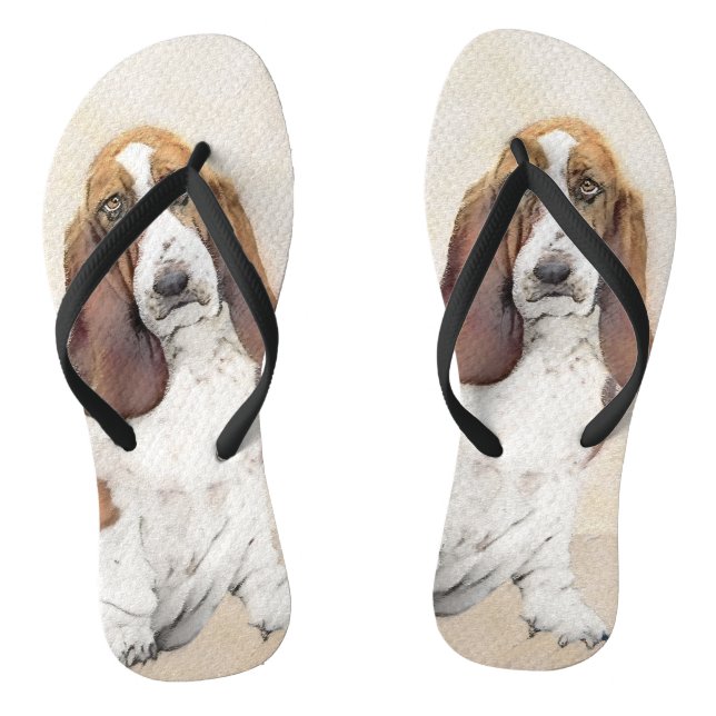 Tongs Basset Hound Peinture - Cute Original Chien Art (Semelle)