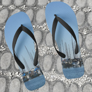 Tongs Bateaux à voile bleu marine