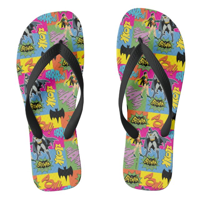 Tongs Batman et Robin | Motif de poignée de main d'actio (Semelle)