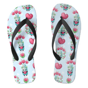 Tongs Beau Floral Mason Jar Hearts Motif