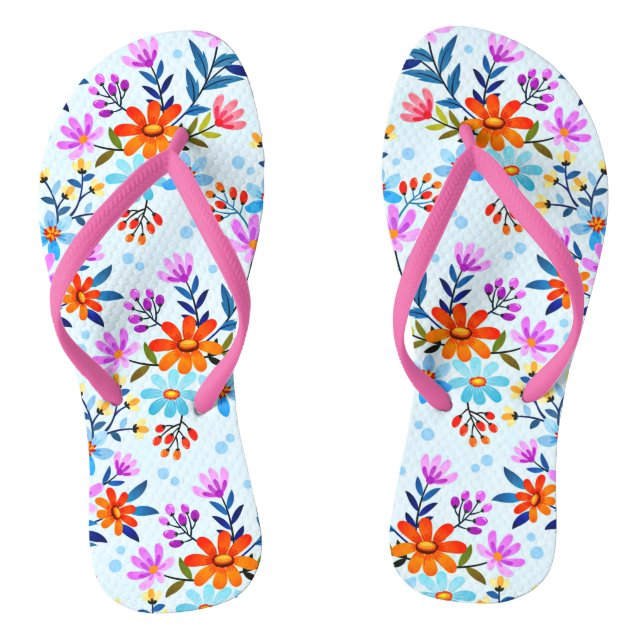 Tongs Beau motif de fleurs et de feuilles  (Semelle)