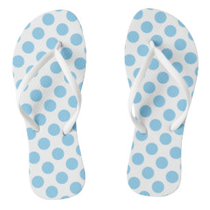 Tongs Bébé bleu sur blanc grand Pois