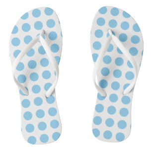 Tongs Bébé bleu sur blanc Grand Pois horizontaux