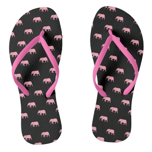 Tongs Bébé mignon éléphant rose moderne noir (Semelle)