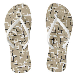 Tongs Beige Unique Motif noir et blanc