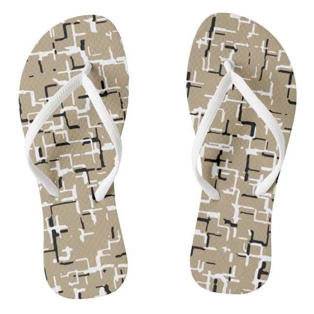 Tongs Beige Unique Motif noir et blanc (Semelle)