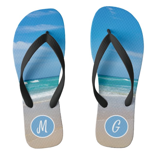 Tongs Belle Plage Tropicale & Monogramme de sable (Semelle)